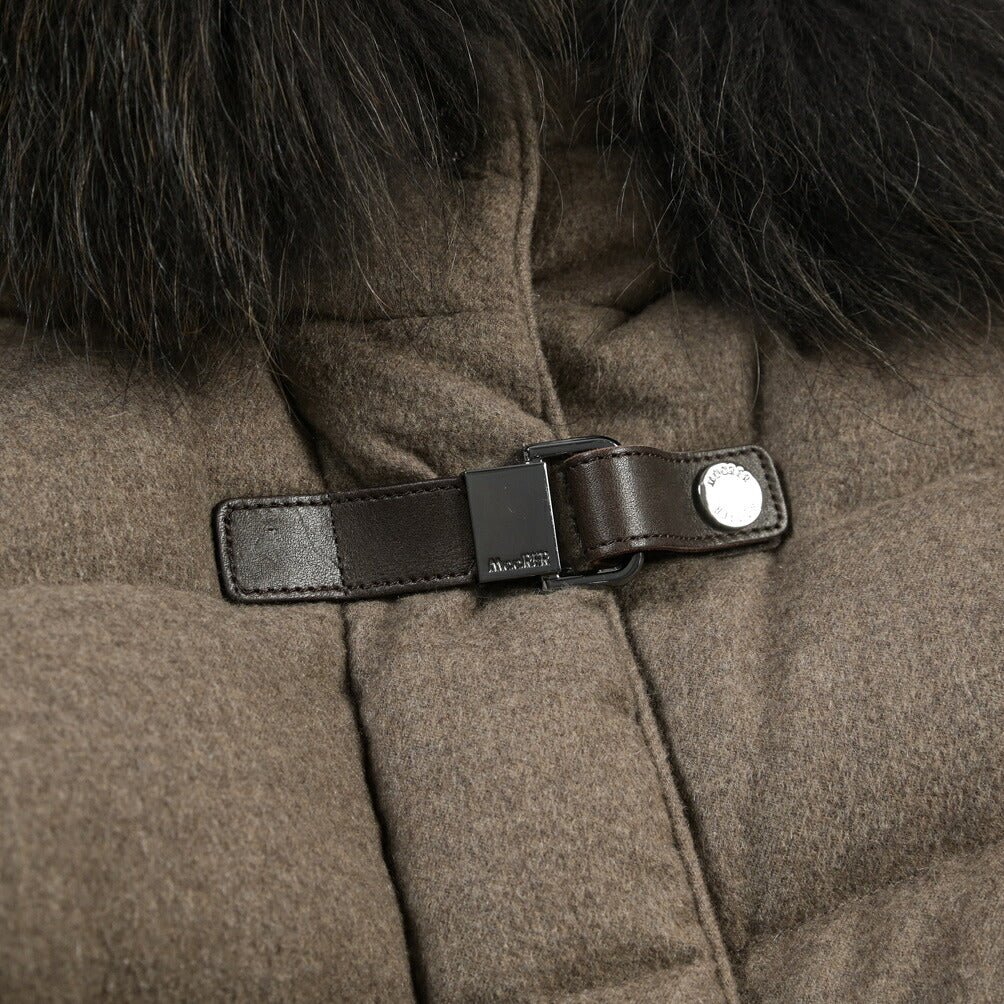 MOORER “MERAK-IL” カシミヤ100% ファーフード付きスタンドカラーダウンコート / レディース ブラウン(NUT) 40 | GUARDAROBA MILANO OFFICIAL STORE
