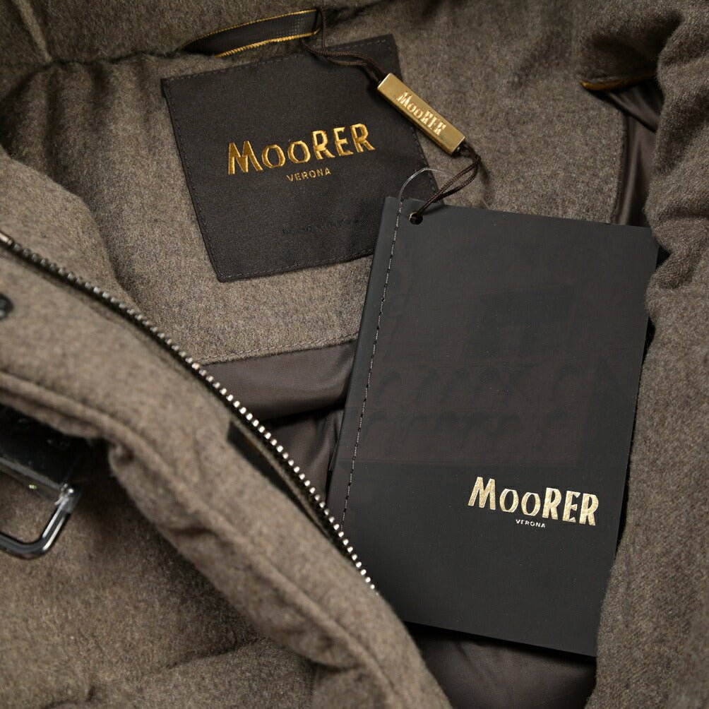 MOORER “MERAK-IL” カシミヤ100% ファーフード付きスタンドカラーダウンコート / レディース ブラウン(NUT) 40 | GUARDAROBA MILANO OFFICIAL STORE