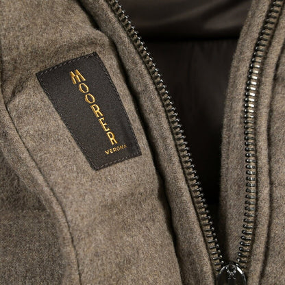 MOORER “MERAK-IL” カシミヤ100% ファーフード付きスタンドカラーダウンコート / レディース ブラウン(NUT) 40 | GUARDAROBA MILANO OFFICIAL STORE