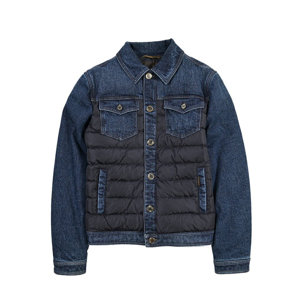 MOORER “MONDOR-104S” 異素材コンビ ダウンジャケット / JAPANESE FABRIC ブルー(BLU) 42 | GUARDAROBA MILANO OFFICIAL STORE