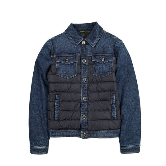 MOORER “MONDOR-104S” 異素材コンビ ダウンジャケット / JAPANESE FABRIC ブルー(BLU) 42 | GUARDAROBA MILANO OFFICIAL STORE