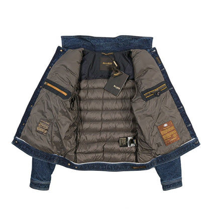 MOORER “MONDOR-104S” 異素材コンビ ダウンジャケット / JAPANESE FABRIC ブルー(BLU) 42 | GUARDAROBA MILANO OFFICIAL STORE