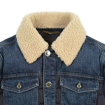 MOORER “MONDOR-FUR-104S” 異素材コンビ デニムダウンジャケット 取り外し可能ファー / JAPANESE FABRIC ネイビー(BLU) 46 | GUARDAROBA MILANO OFFICIAL STORE