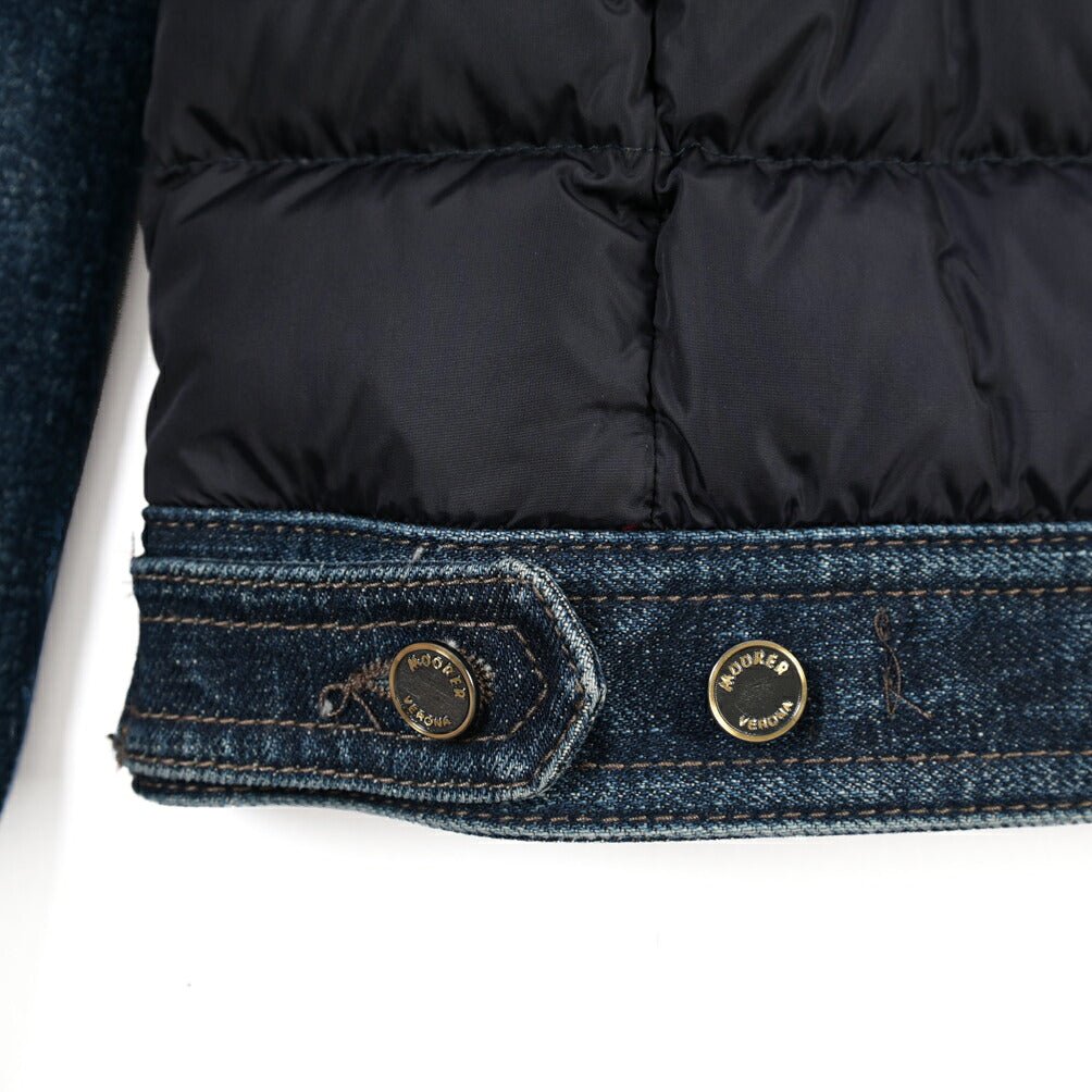 MOORER “MONDOR-FUR-104S” 異素材コンビ デニムダウンジャケット 取り外し可能ファー / JAPANESE FABRIC ネイビー(BLU) 46 | GUARDAROBA MILANO OFFICIAL STORE