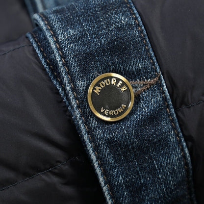 MOORER “MONDOR-FUR-104S” 異素材コンビ デニムダウンジャケット 取り外し可能ファー / JAPANESE FABRIC ネイビー(BLU) 46 | GUARDAROBA MILANO OFFICIAL STORE