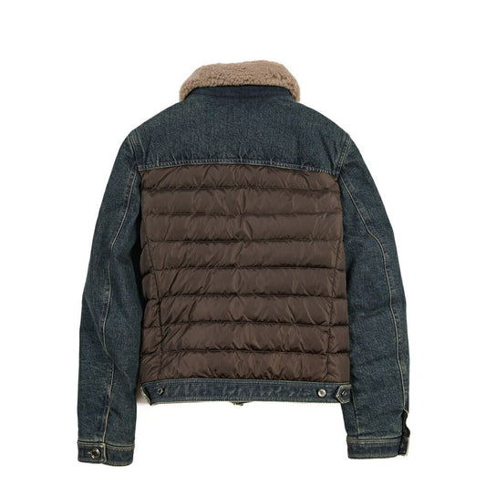 MOORER “MONDOR-FUR-104S” 取り外し可能ムートンファー付き 異素材コンビ デニムダウンジャケット / JAPANESE FABRIC ブラウン(CAFFE') 48 | GUARDAROBA MILANO OFFICIAL STORE