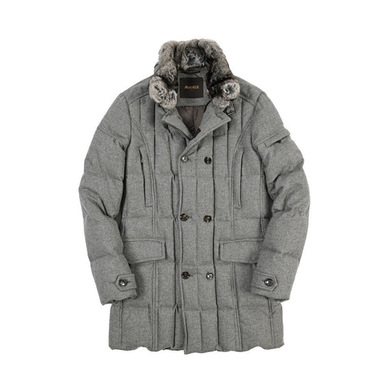 MOORER “MORRIS-CCL” カシミヤ ファー付きスタンドカラーダウンコート グレー(GRIGIO) 50 | GUARDAROBA MILANO OFFICIAL STORE