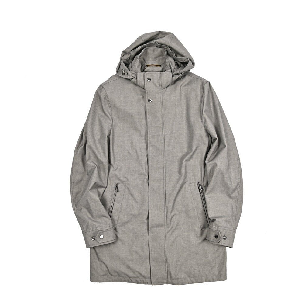 MOORER PETRARCA - PUM ビスコース混 フード付きスタンドカラーコート / ACQUA PROOF(防水)｜436831-48｜GUARDAROBA MILANO OFFICIAL STORE