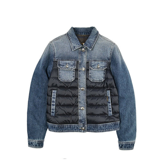 MOORER “PETUNIA-103S” 異素材コンビ デニムダウンジャケット / レディース ブルー(NAVY BLU) 38 | GUARDAROBA MILANO OFFICIAL STORE