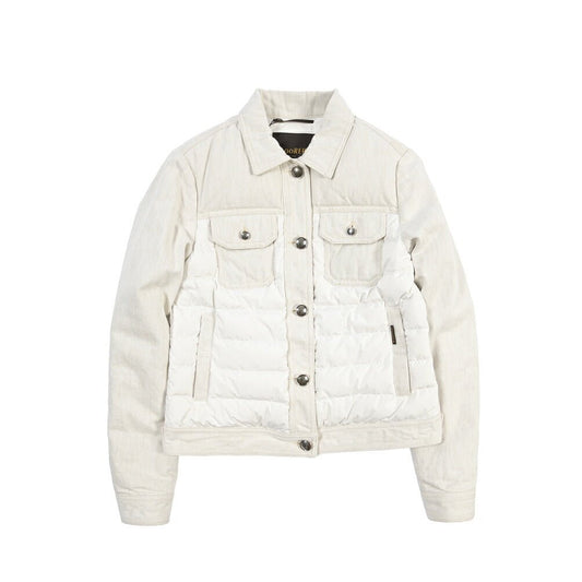MOORER “PETUNIA-24P” 異素材コンビ デニムダウンジャケット / レディース オフホワイト(ECRU) 38 | GUARDAROBA MILANO OFFICIAL STORE