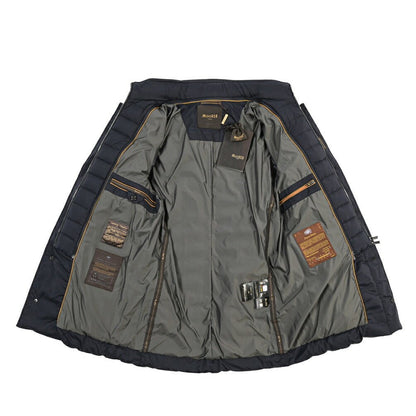 MOORER “PONTI-S3” ストレッチナイロン 着脱可能フロントライナー付き ダウンコート / ACQUA RESISTANT(撥水) ネイビー(DARK BLU) 46 | GUARDAROBA MILANO OFFICIAL STORE