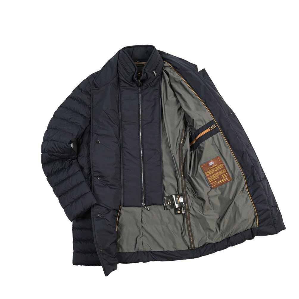 MOORER “PONTI-S3” ストレッチナイロン 着脱可能フロントライナー付き ダウンコート / ACQUA RESISTANT(撥水) ネイビー(DARK BLU) 46 | GUARDAROBA MILANO OFFICIAL STORE