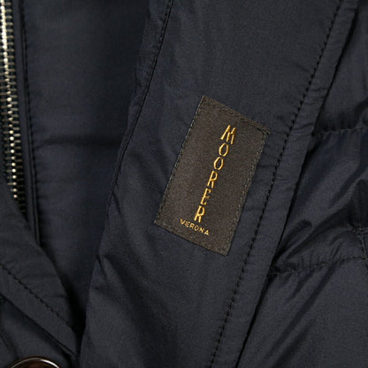 MOORER “PONTI-S3” ストレッチナイロン 着脱可能フロントライナー付き ダウンコート / ACQUA RESISTANT(撥水) ネイビー(DARK BLU) 46 | GUARDAROBA MILANO OFFICIAL STORE