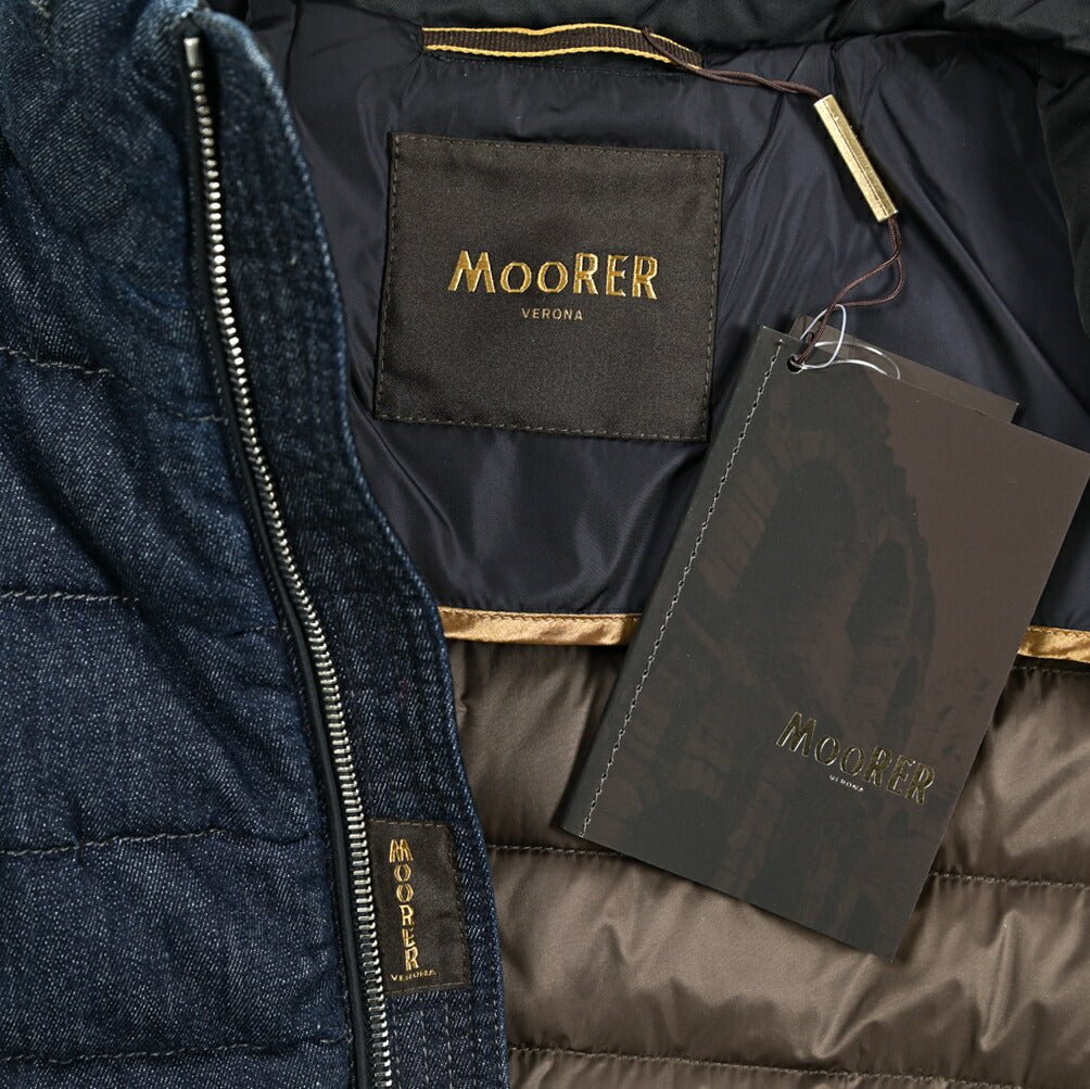 SALE｜MOORER SANTIS - 705 デニム×ナイロン 異素材コンビダウンジャケット｜418209 - 46｜GUARDAROBA MILANO OFFICIAL STORE