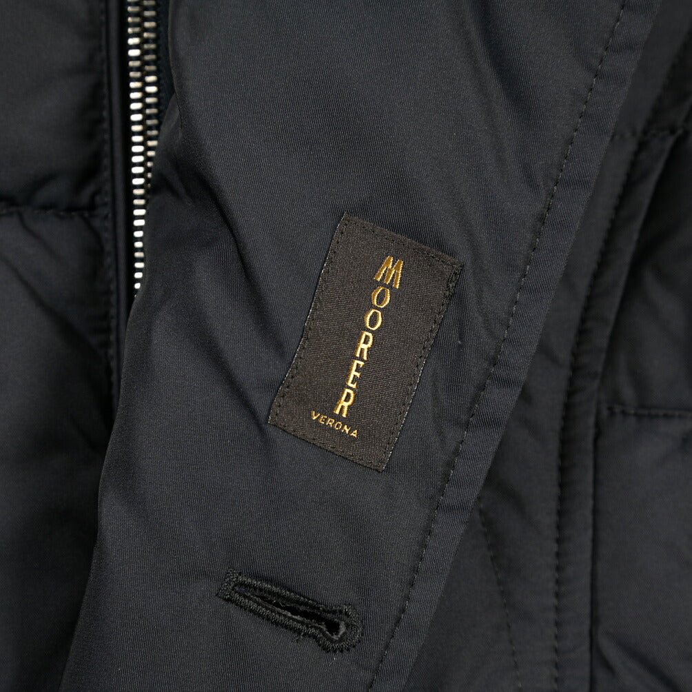 MOORER “SIRO-KM” ポリエステル100% 立襟ファー付ダウンジャケット ダークネイビー(BLU) 42 | GUARDAROBA MILANO OFFICIAL STORE