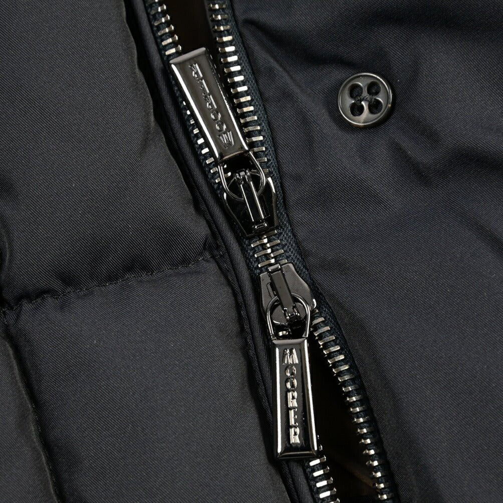 MOORER “SIRO-KM” ポリエステル100% 立襟ファー付ダウンジャケット ダークネイビー(BLU) 42 | GUARDAROBA MILANO OFFICIAL STORE