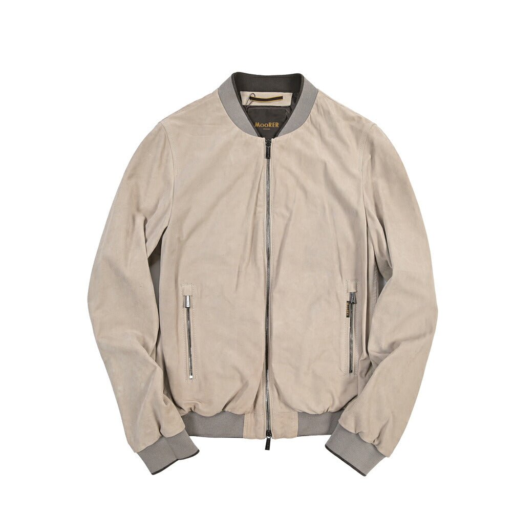 MOORER “SORANO-UR” シープレザー100% スエードレザーブルゾン ベージュ(GESSO) 46 | GUARDAROBA MILANO OFFICIAL STORE