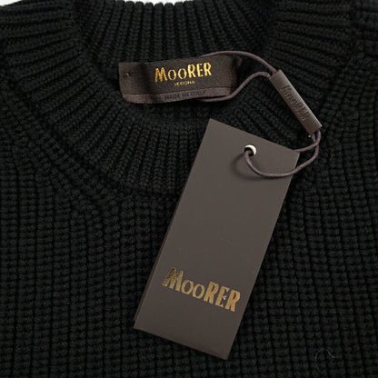 MOORER “STUART-HN” ウール100% リブ編みローゲージニットセーター ブラック(NERO) 46 | GUARDAROBA MILANO OFFICIAL STORE