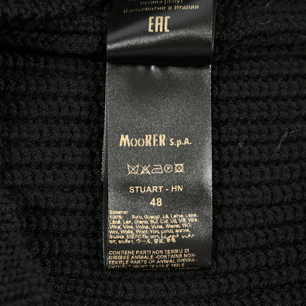 MOORER “STUART-HN” ウール100% リブ編みローゲージニットセーター ブラック(NERO) 46 | GUARDAROBA MILANO OFFICIAL STORE