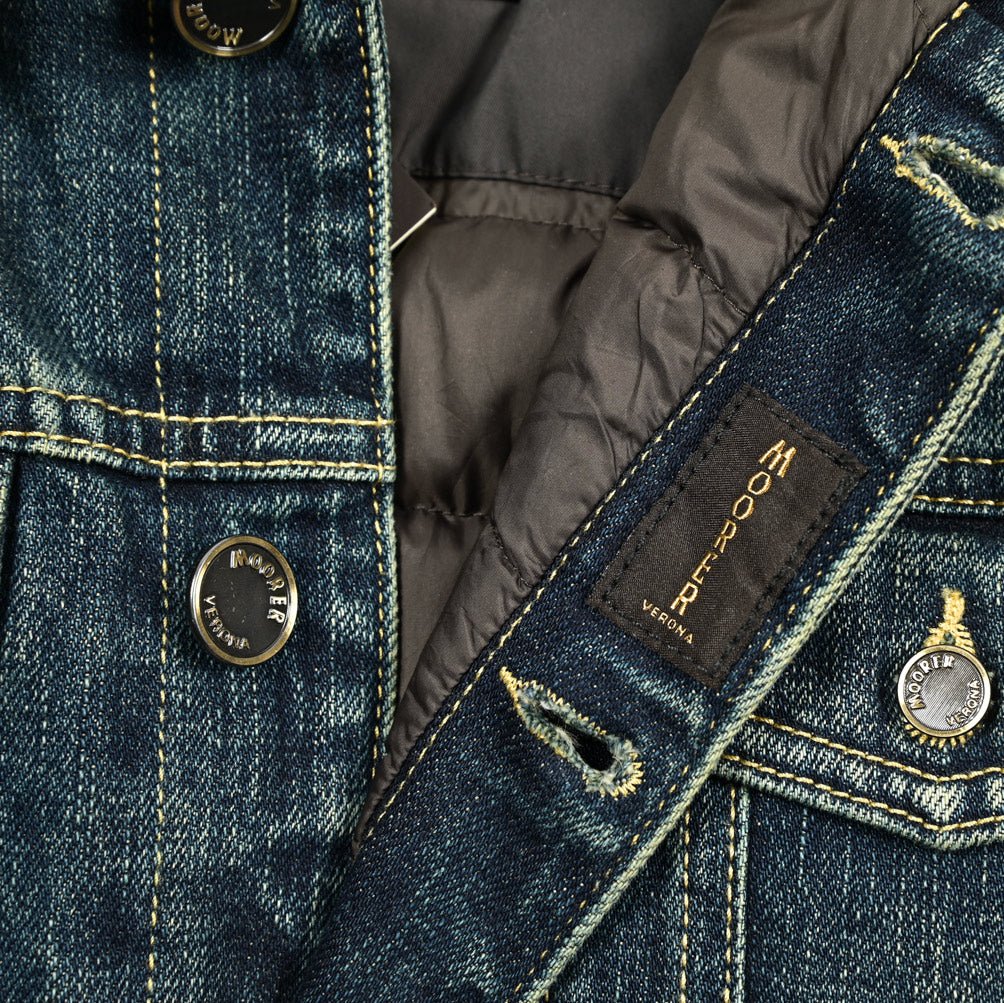 MOORER "TABURNO - 104" ストレッチデニム ボアカラーダウンジャケット｜420310 - 48｜GUARDAROBA MILANO OFFICIAL STORE