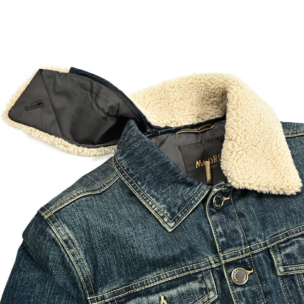 MOORER "TABURNO - 104" ストレッチデニム ボアカラーダウンジャケット｜420310 - 48｜GUARDAROBA MILANO OFFICIAL STORE