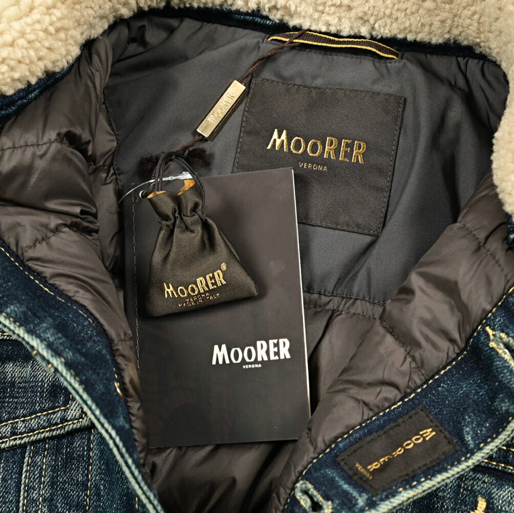 MOORER "TABURNO - 104" ストレッチデニム ボアカラーダウンジャケット｜420310 - 48｜GUARDAROBA MILANO OFFICIAL STORE