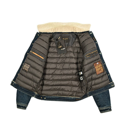 MOORER "TABURNO - 104" ストレッチデニム ボアカラーダウンジャケット｜420310 - 48｜GUARDAROBA MILANO OFFICIAL STORE
