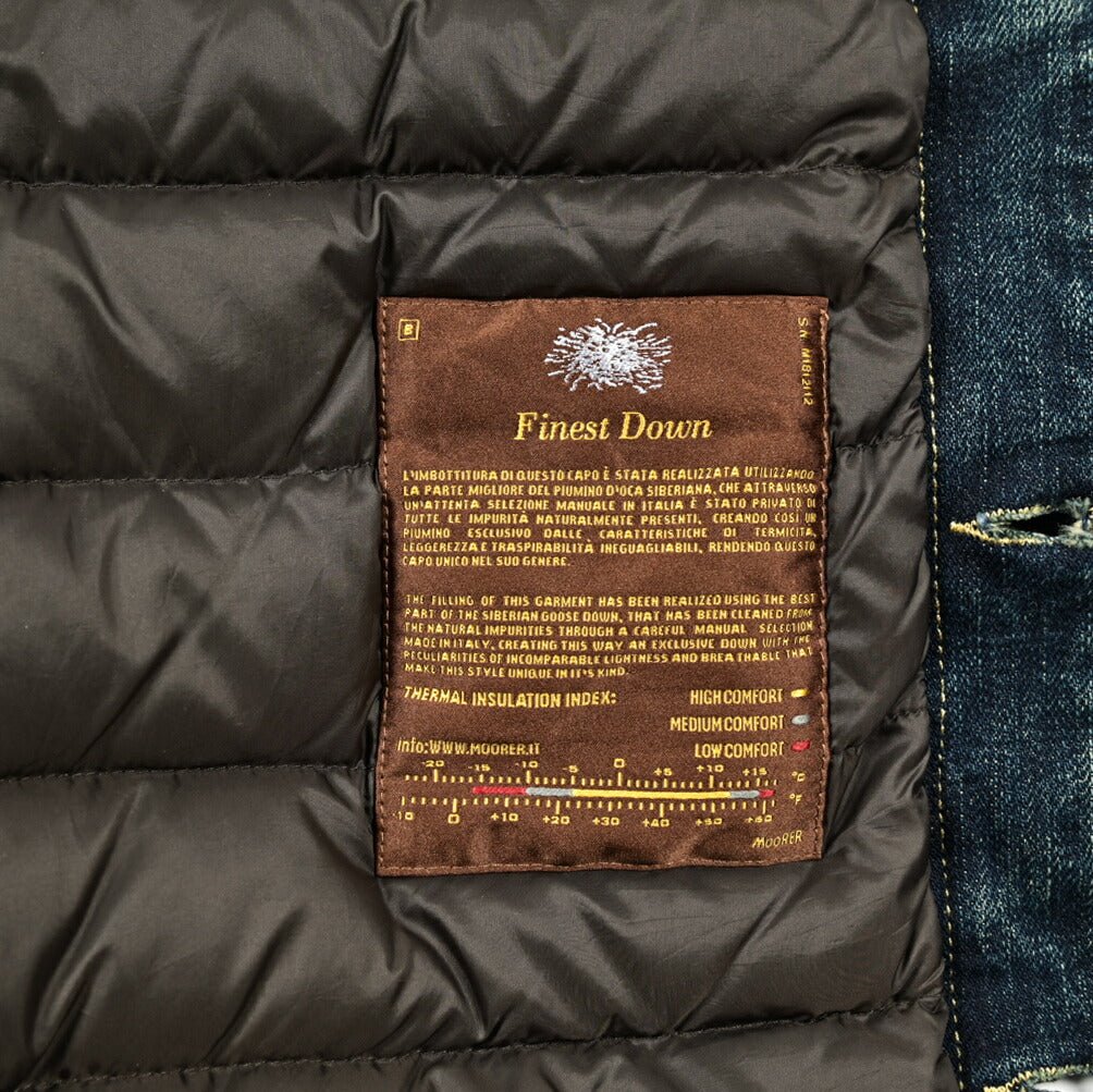 MOORER "TABURNO - 104" ストレッチデニム ボアカラーダウンジャケット｜420310 - 48｜GUARDAROBA MILANO OFFICIAL STORE