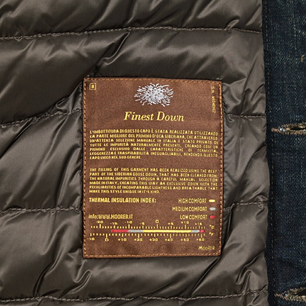 MOORER "TABURNO - 104" ストレッチデニム ボアカラーダウンジャケット｜420408｜GUARDAROBA MILANO OFFICIAL STORE