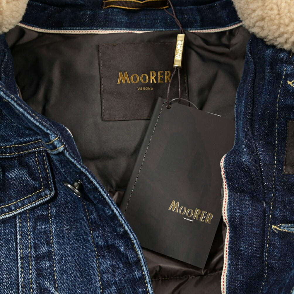 MOORER “TABURNO-104” 取り外し可能ファー付き デニムダウンジャケット / JAPANESE FABRIC ネイビー(BLU) 44 | GUARDAROBA MILANO OFFICIAL STORE