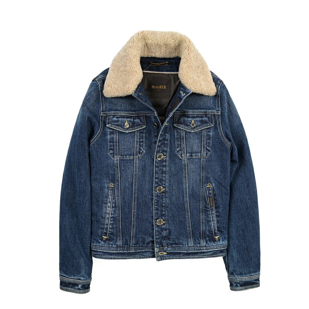 MOORER “TABURNO-104” 取り外し可能ファー付き デニムダウンジャケット / JAPANESE FABRIC ネイビー(BLU) 44 | GUARDAROBA MILANO OFFICIAL STORE