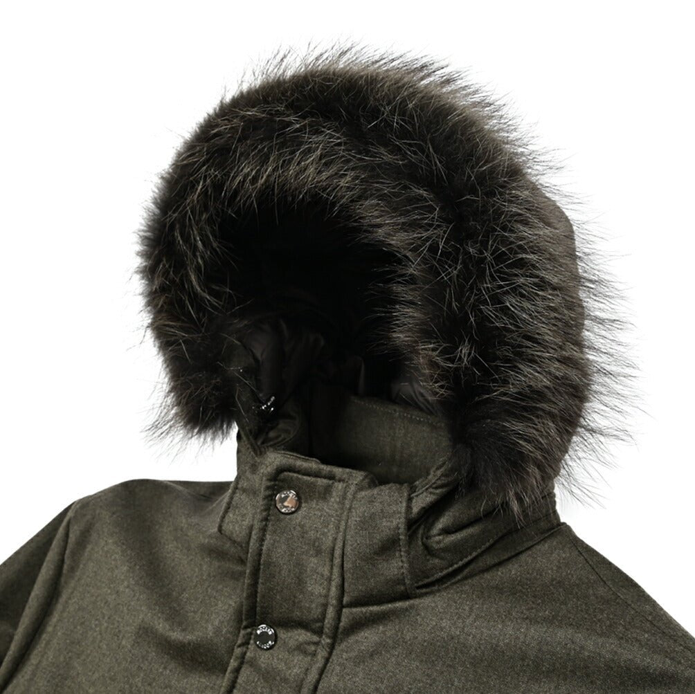 MOORER "VERMONT - FUR - LL" カシミヤ混ウール ファーフード付きダウンコート｜420325｜GUARDAROBA MILANO OFFICIAL STORE