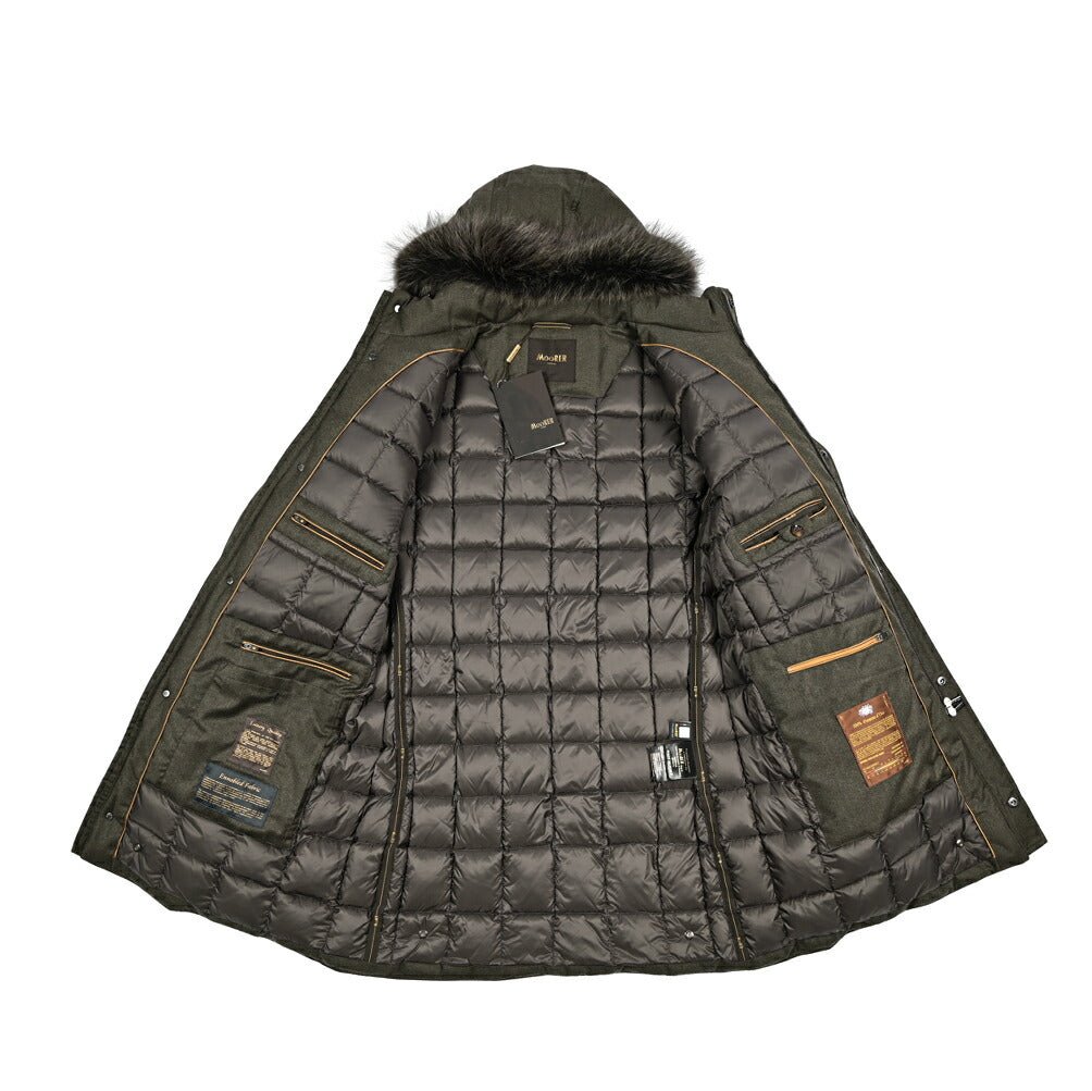 MOORER "VERMONT - FUR - LL" カシミヤ混ウール ファーフード付きダウンコート｜420325｜GUARDAROBA MILANO OFFICIAL STORE
