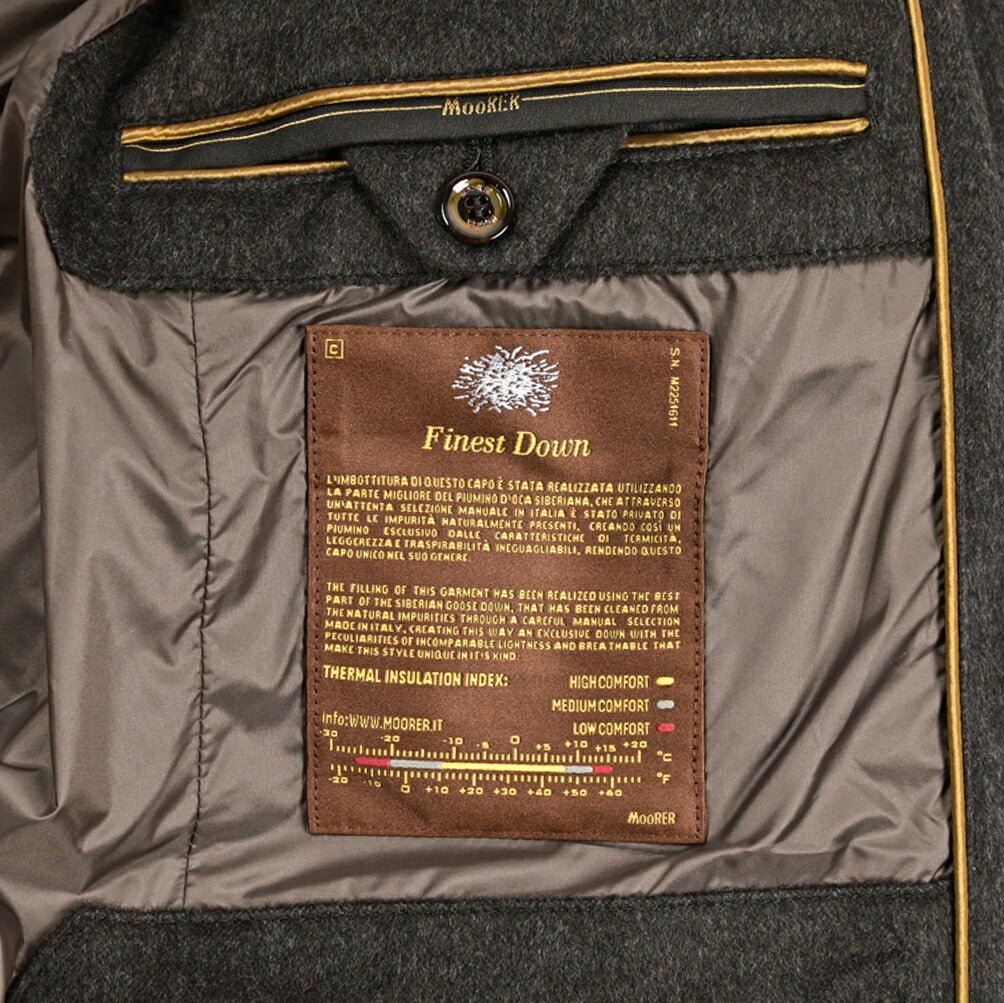 MOORER "ZARBO - LS9" カシミヤ混ウール スタンドカラーダウンコート｜420458 - 54｜GUARDAROBA MILANO OFFICIAL STORE