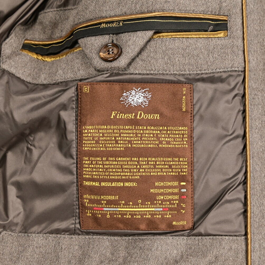 MOORER "ZARBO - LS9" カシミヤ混ウール スタンドカラーダウンコート｜420461 - 44｜GUARDAROBA MILANO OFFICIAL STORE