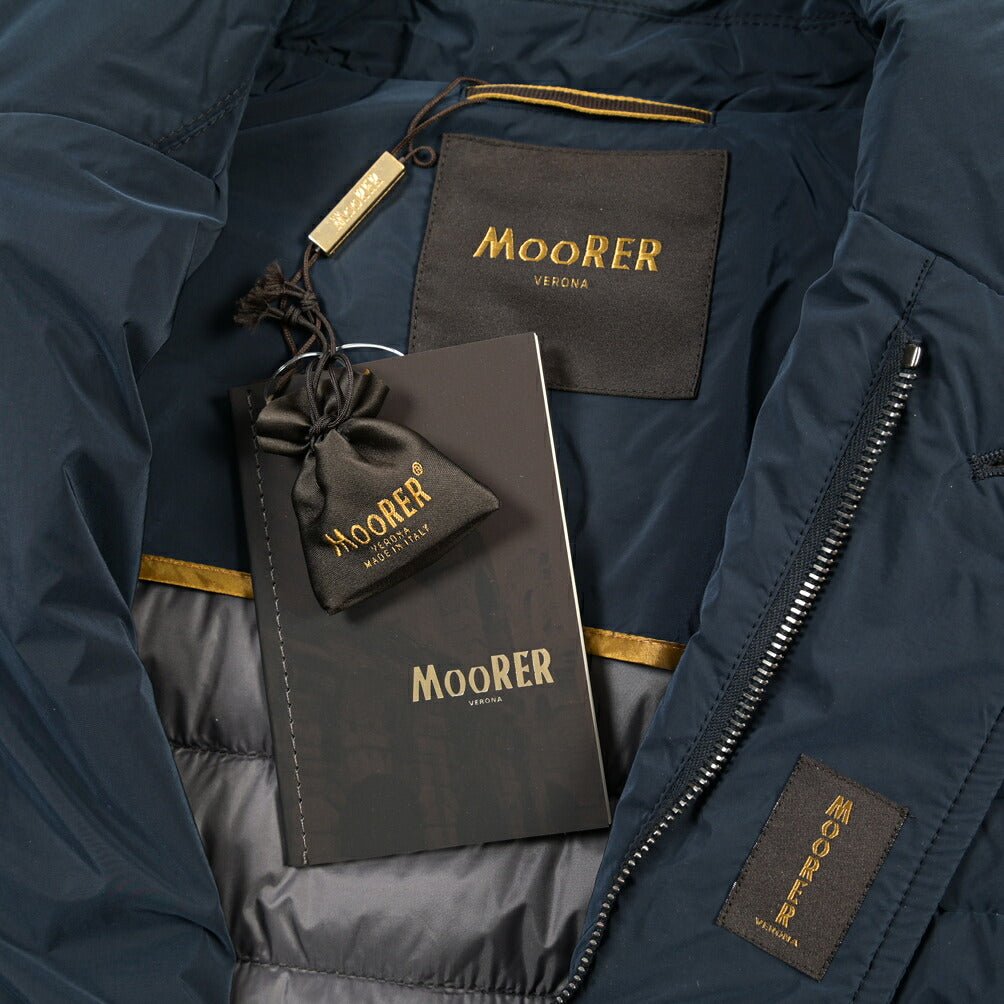 MOORER “ZAVYER-OS” ナイロン混 ウルトラライトダウンジャケット ネイビー(BLU) 46 | GUARDAROBA MILANO OFFICIAL STORE