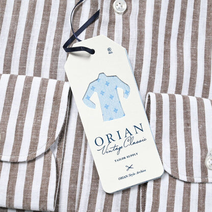 ORIAN Vintage Classic リネンコットン ホリゾンタルカラーストライプシャツ｜GUARDAROBA MILANO OFFICIAL STORE