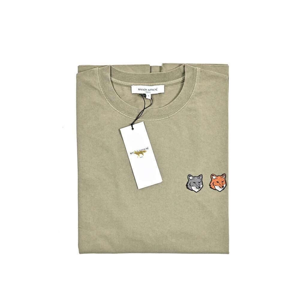 【P10倍】26SS MAISON KITSUNE オーガニックコットン100% ダブルフォックスヘッド半袖Tシャツ｜437009-XS｜GUARDAROBA MILANO OFFICIAL STORE