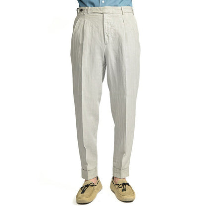 【P10倍】26SS PT TORINO STYLE “CARROT FIT” リヨセル混リネン ツータックスラックス ライトグレー 44 | GUARDAROBA MILANO OFFICIAL STORE