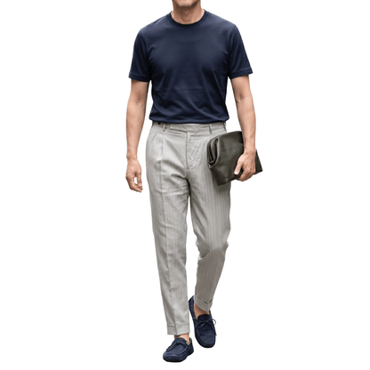 【P10倍】26SS PT TORINO STYLE “CARROT FIT” リヨセル混リネン ツータックスラックス ライトグレー 44 | GUARDAROBA MILANO OFFICIAL STORE
