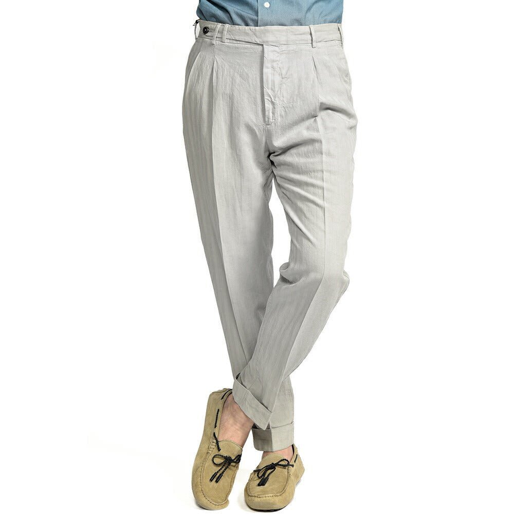 【P10倍】26SS PT TORINO STYLE “CARROT FIT” リヨセル混リネン ツータックスラックス ライトグレー 44 | GUARDAROBA MILANO OFFICIAL STORE