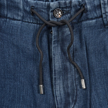 【P20倍】MOORER "WILTON - 32" ライトオンスデニム ドローコード付きワンタックパンツ デニスラ / 日本製生地｜437176-46｜GUARDAROBA MILANO OFFICIAL STORE