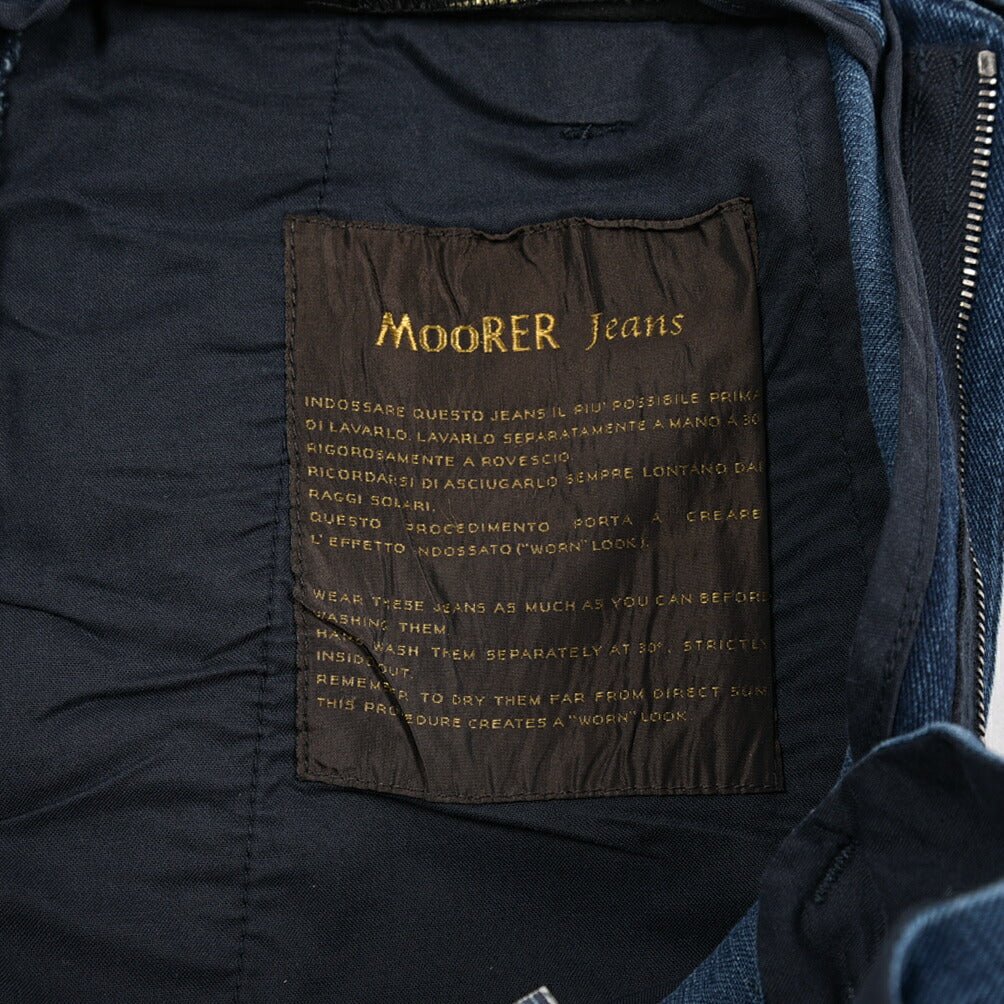 【P20倍】MOORER "WILTON - 32" ライトオンスデニム ドローコード付きワンタックパンツ デニスラ / 日本製生地｜437176-46｜GUARDAROBA MILANO OFFICIAL STORE