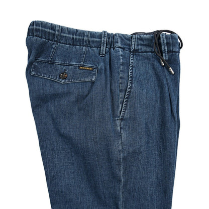 【P20倍】MOORER "WILTON - 32" ライトオンスデニム ドローコード付きワンタックパンツ デニスラ / 日本製生地｜437176-46｜GUARDAROBA MILANO OFFICIAL STORE