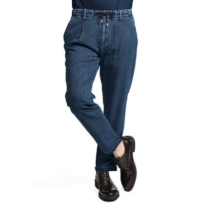 【P20倍】MOORER "WILTON - 32" ライトオンスデニム ドローコード付きワンタックパンツ デニスラ / 日本製生地｜437176-46｜GUARDAROBA MILANO OFFICIAL STORE