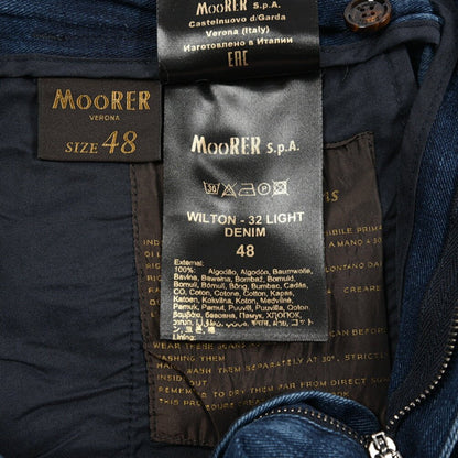 【P20倍】MOORER "WILTON - 32" ライトオンスデニム ドローコード付きワンタックパンツ デニスラ / 日本製生地｜437176-46｜GUARDAROBA MILANO OFFICIAL STORE
