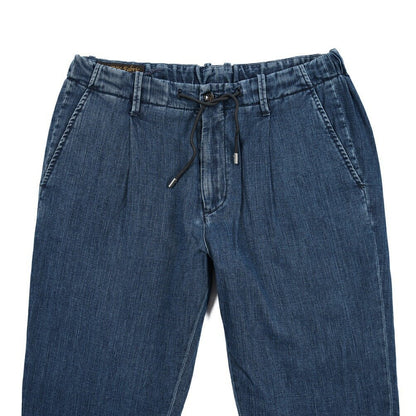 【P20倍】MOORER "WILTON - 32" ライトオンスデニム ドローコード付きワンタックパンツ デニスラ / 日本製生地｜437176-46｜GUARDAROBA MILANO OFFICIAL STORE