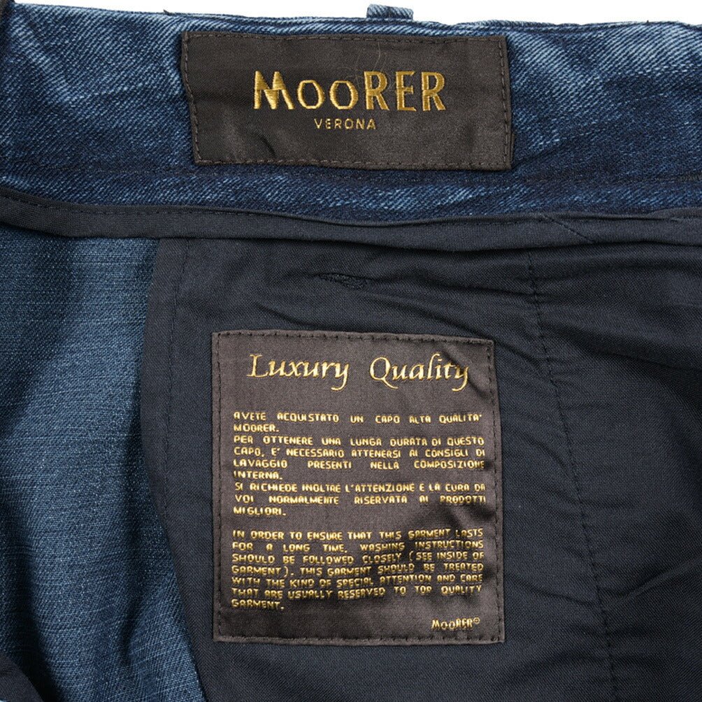 【P20倍】MOORER "WILTON - 32" ライトオンスデニム ドローコード付きワンタックパンツ デニスラ / 日本製生地｜437176-46｜GUARDAROBA MILANO OFFICIAL STORE