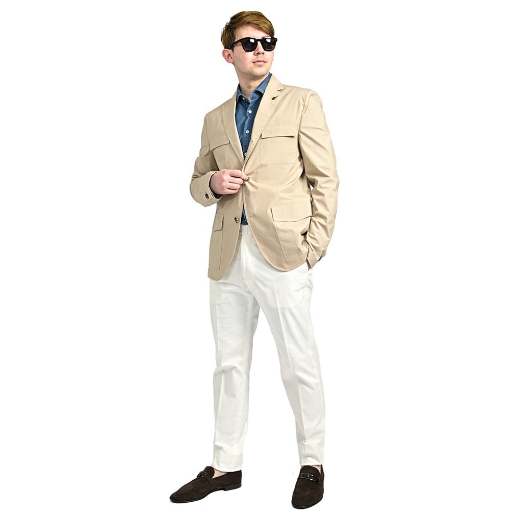 PAOLONI ストレッチコットン 段返り3Bシングルサファリジャケット｜418875｜GUARDAROBA MILANO OFFICIAL STORE