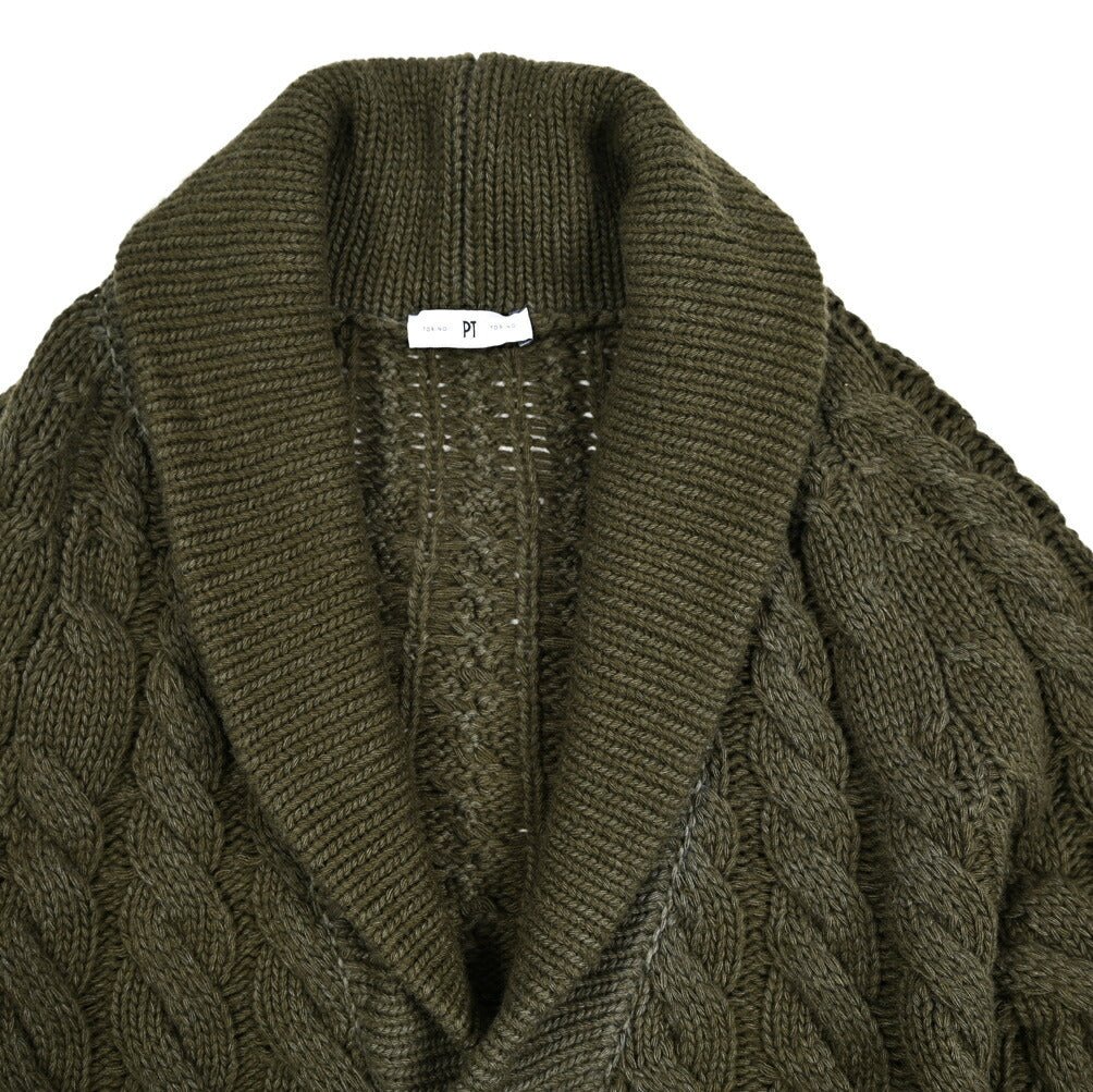 PT TORINO ウールカシミヤ ショールカラーケーブルニットカーディガン｜426185｜GUARDAROBA MILANO OFFICIAL STORE